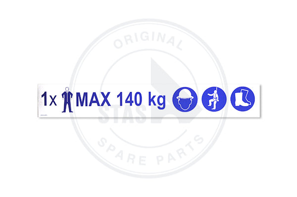 MAtrica, FEHÉR FUTÓZAT "MAX 140KG+3PICTOGR" 60X400 MM