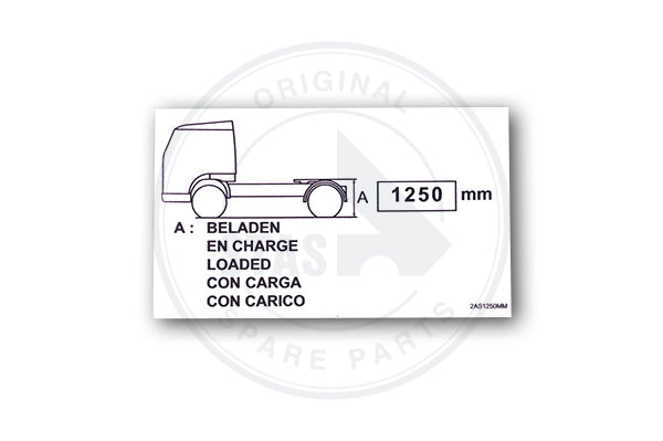 STICKER WHITE "TRACTOR 2 AXLE 1250 MM " 100X60 MM