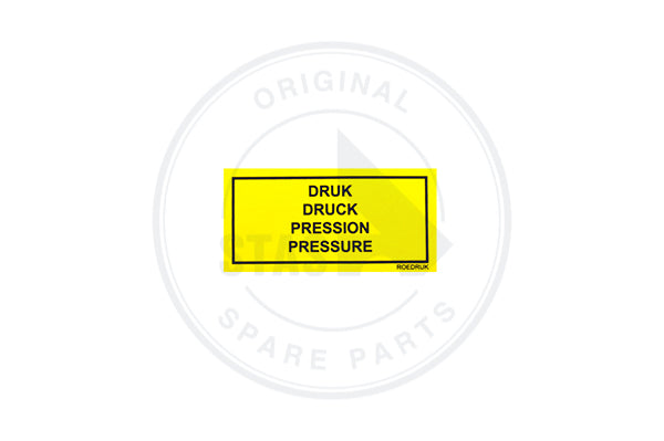 STICKER YELLOW "PRESSURE" 58 X 32 MM