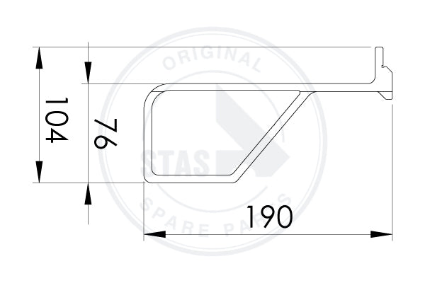 REAR END PROFILE FOR BARN TYPE DOOR SLOPING L = 2