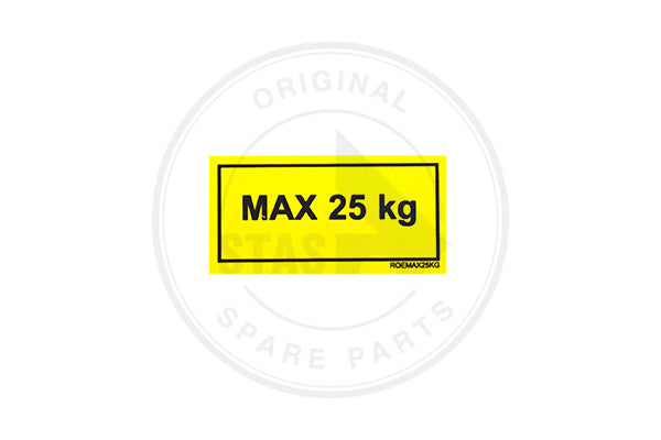 MAtrica SÁRGA "MAX 25 KG" 60 X 30 MM