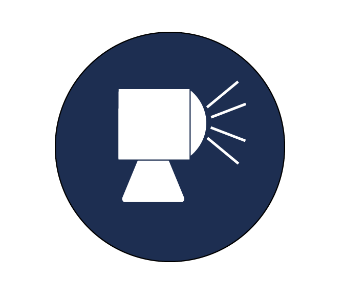 STICKER ROUND WORK LAMP-ON WHITE LOGO ON BLUE BACK