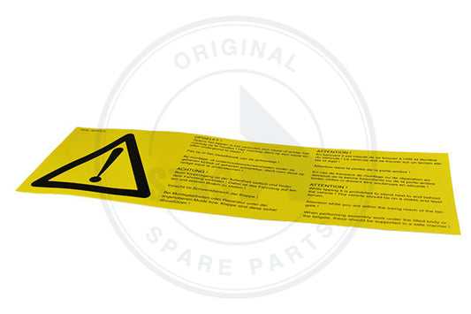STICKER YELLOW "ATTENTION AT TIPPING"  300 X 100MM