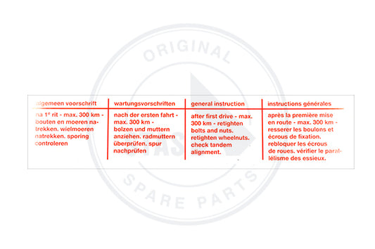 STICKER "GENERAL INSTRUCTION" 69 X 290 MM