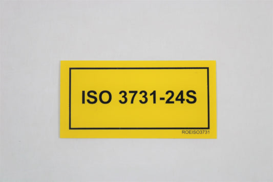 STICKER YELLOW "ISO 3731-24S"       60 X 30 MM