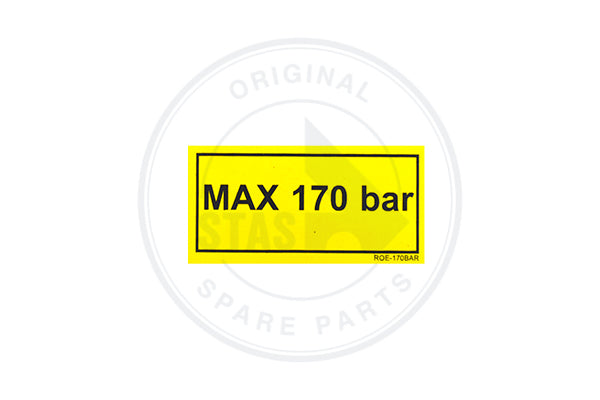 STICKER YELLOW "MAX 170 BAR" HYDR PRESSURE 60 X 30