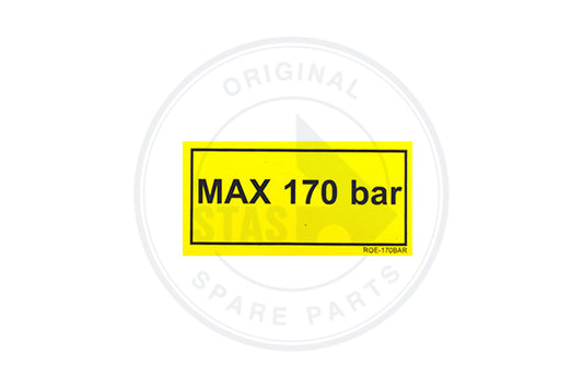 STICKER YELLOW "MAX 170 BAR" HYDR PRESSURE 60 X 30