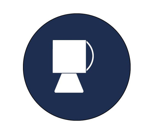 STICKER ROUND WORK LIGHT "OFF" WHITE LOGO ON BLUE 