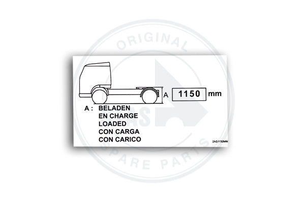 STICKER WHITE "TRACTOR 2 AXLE 1150 MM " 100X60 MM