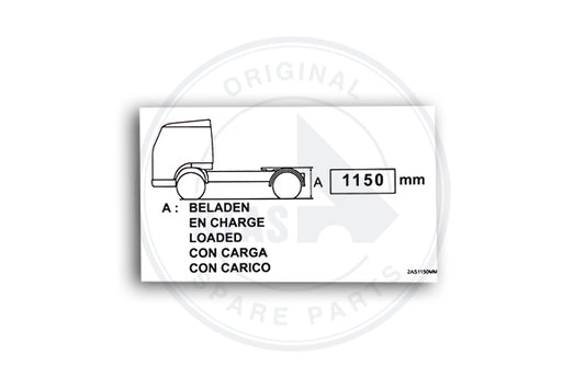 STICKER WHITE "TRACTOR 2 AXLE 1150 MM " 100X60 MM