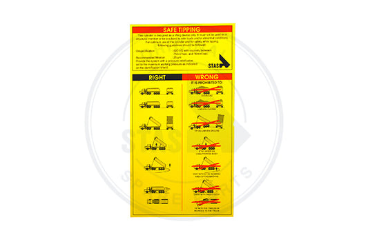STICKER YELLOW " SAFE TIPPING" ENGLISH 150 X 270 M