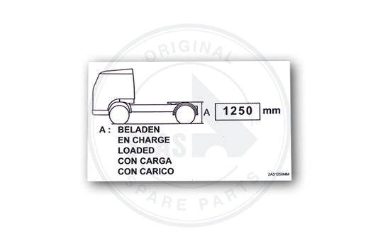 STICKER WHITE "TRACTOR 2 AXLE 1250 MM " 100X60 MM