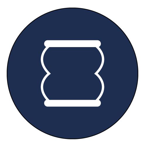 STICKER ROND DRUK VERING WIT LOGO OP BLAUWE ACHTER