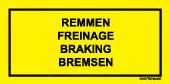 STICKER YELLOW "FREINAGE"   60 X 30 MM