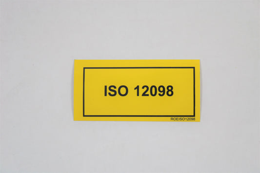 STICKER YELLOW "ISO 12098"       60 X 30 MM