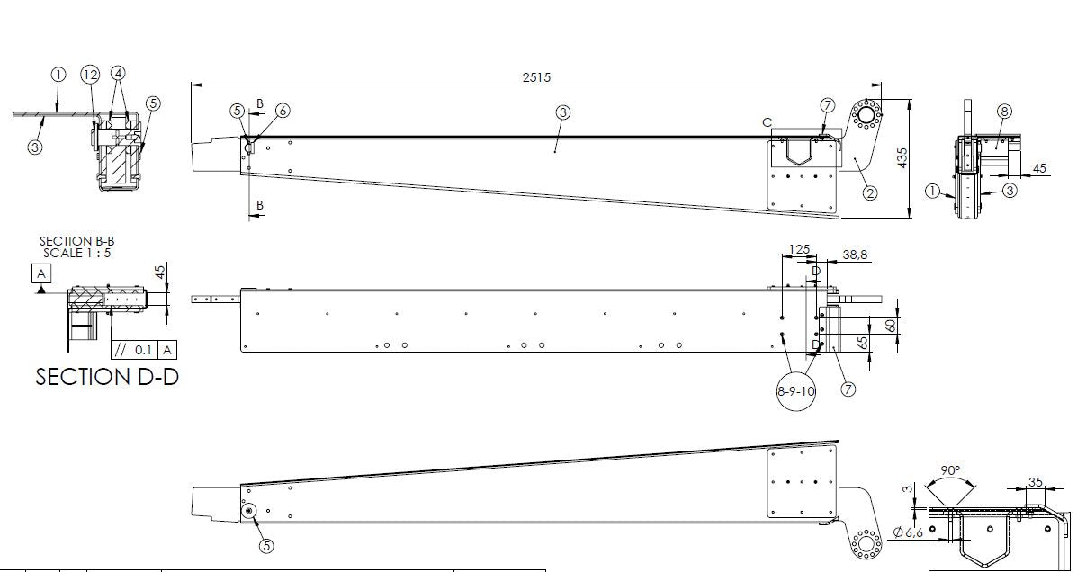 ASSEMBLED BACK ARM - HYDRAULIC ROOF IN 1 PART