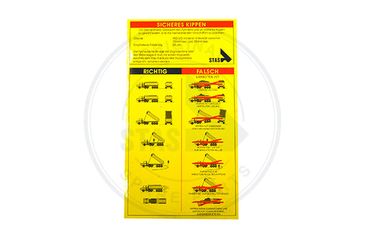 STICKER YELLOW " SAFE TIPPING" ENGLISH 150 X 270 M