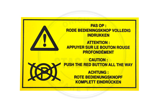 STICKER YELLOW "RED CONTROL SWITCH" 146X86 MM