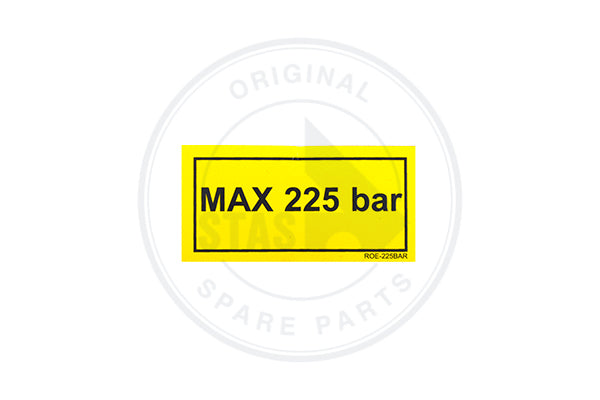 STICKER YELLOW "MAX 225 BAR " HYDR DRUK  60 X 30 M