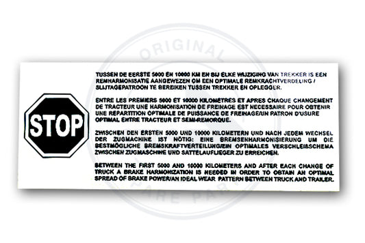 STICKER WIHITE "BRAKE HARMONISATION" NFDE 250X100 