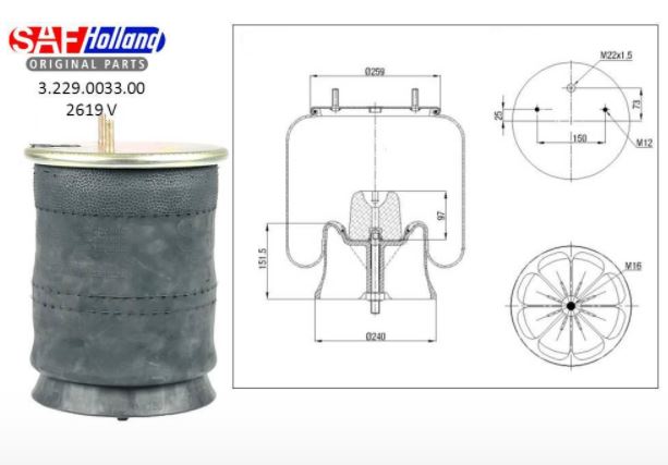 1X SAF HARMÁT 2619V - MAXIMÁLIS ÁTMÉR 300 MM BEL. BEV. DEL