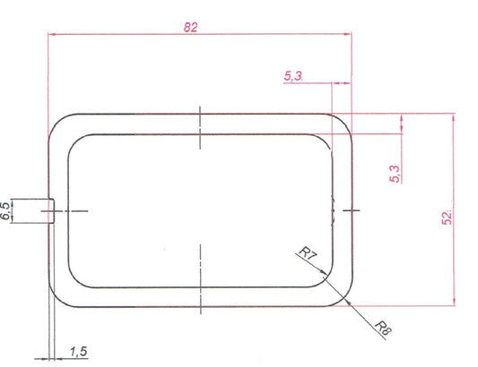 ALU CSŐ 82 X 52 X 5,3 MM L = 6000 MM -0/+20MM -