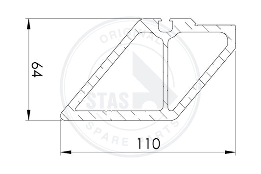 HÁTSÓ AJTÓPROFIL A KOCSI AJTÓ SZÖGÉNÉN L = 2510