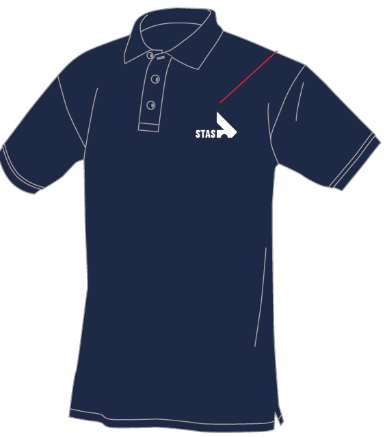 POLO "SAFRAN NAVY"  NAVY KATOEN BEDRUKT MAAT "M" D