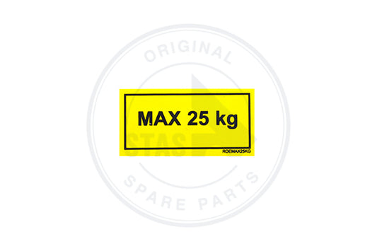 STICKER YELLOW  "MAX 25 KG"       60 X 30 MM